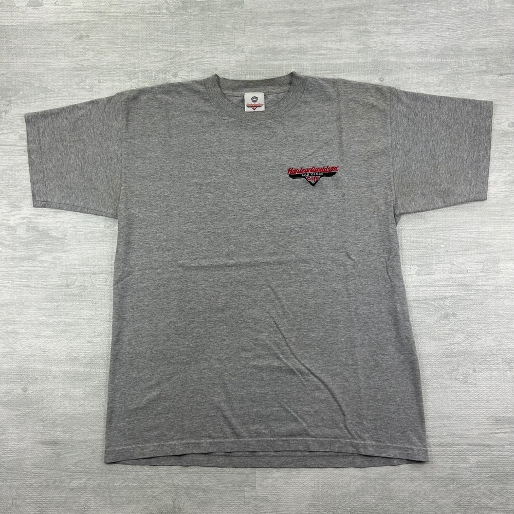Vintage 90s Harley Davidson Las Vegas Cafe Shirt Size XL Gray Biker